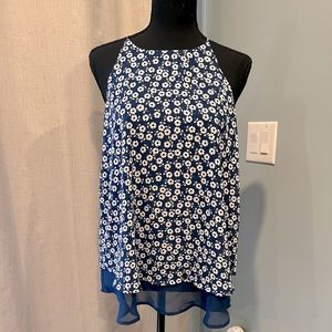 Blue floral Charming Charlie sleeveless blouse